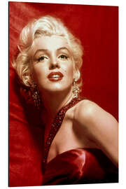 Tableau en aluminium Marilyn Monroe en robe rouge