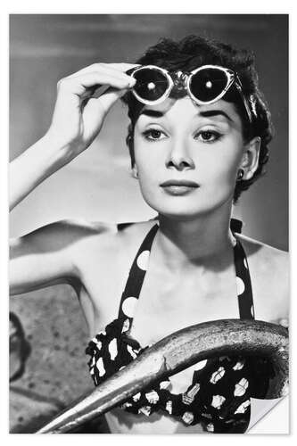 Vinilo para la pared Audrey Hepburn en gafas de sol