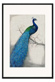 Gerahmter Kunstdruck Blauer Pfau I