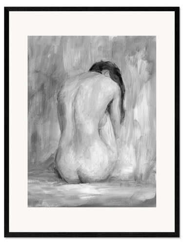 Gerahmter Kunstdruck Figur in Schwarz & Weiß II
