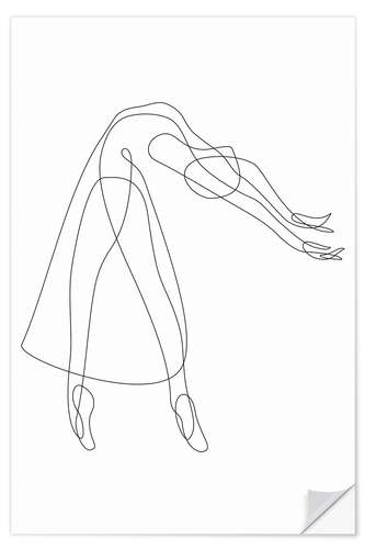 Selvklebende plakat Ballet Dancer - Lineart