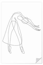 Selvklebende plakat Ballet Dancer - Lineart