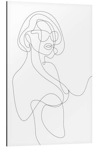 Aluminium print Woman with sunglasses - lineart