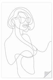 Wall sticker Woman with sunglasses - lineart