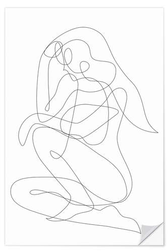 Wall sticker Thinking woman - lineart