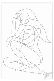 Wall sticker Thinking woman - lineart