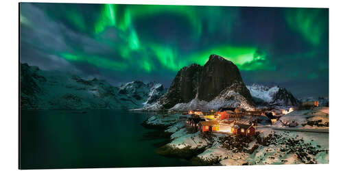 Stampa su alluminio Aurora boreale alle Lofoten, Norvegia