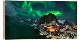 Cuadro de madera Aurora Boreal en Lofoten, Noruega