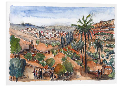 Foam board print View into the Kidron Valley, Jerusalem