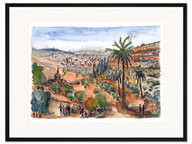 Gerahmter Kunstdruck Blick ins Kidrontal, Jerusalem