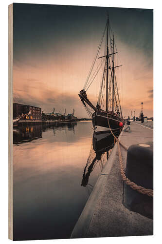 Wood print Wismar harbor I