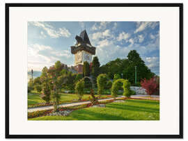 Gerahmter Kunstdruck Grazer Uhrturm