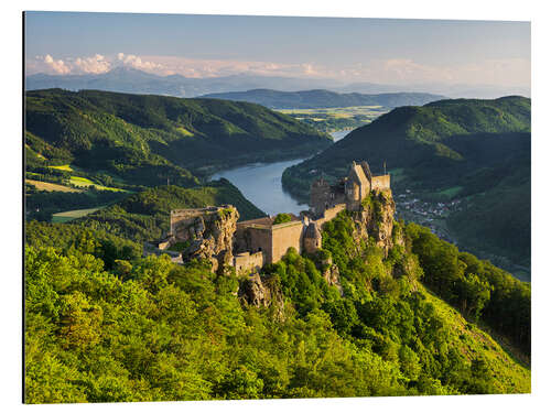 Tableau en aluminium Château d'Aggstein et le Danube