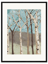 Kehystetty taidepainatus Blue birches I