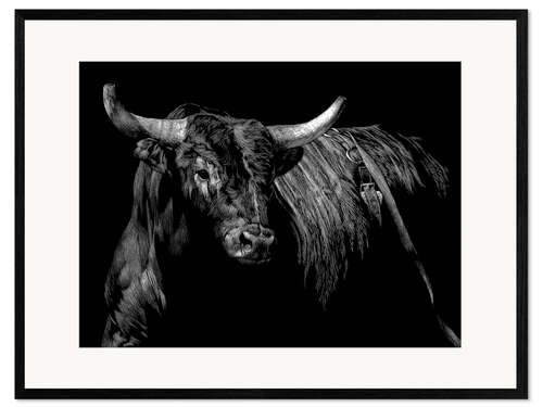 Gerahmter Kunstdruck Rodeobulle