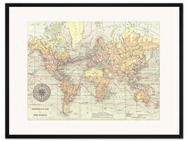 Gerahmter Kunstdruck Weltkarte II