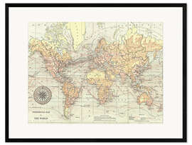 Innrammet kunsttrykk World Map II