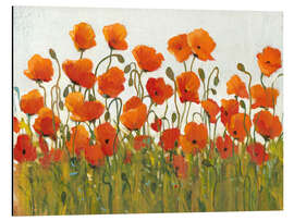 Tableau en aluminium Rangées de coquelicots I