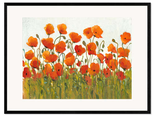 Inramat konsttryck Rows of Poppies I