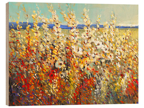 Holzbild Feld mit Frühlingsblumen II