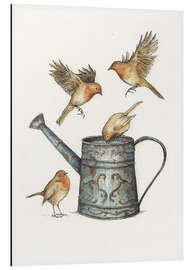 Magnettafel Rotkehlchen an der Gießkanne
