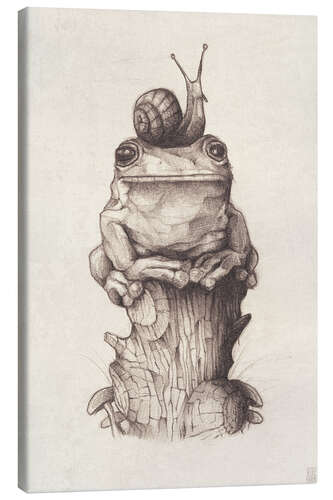 Canvastavla The frog and the snail, vintage