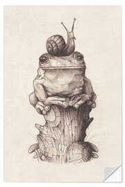 Selvklebende plakat The frog and the snail, vintage