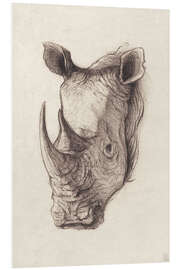 Foam board print Rhino portrait, vintage