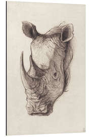 Magnettafel Nashornporträt Vintage