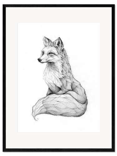 Framed art print Vulpes vulpes, black and white