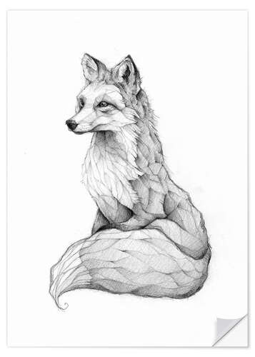 Wall sticker Vulpes vulpes, black and white