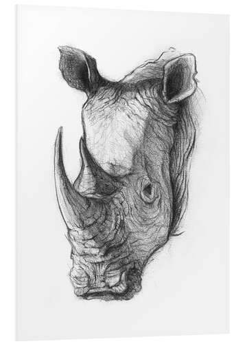 Foam board print Rhino portrait, black and white