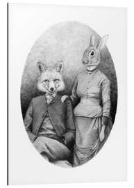 Magnettafel Herr Fuchs und Frau Hase Schwarz/Weiß