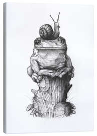 Canvas print The frog and the snail, black and white