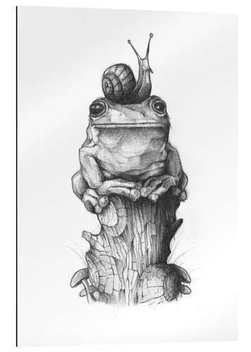 Galleritryk The frog and the snail, black and white