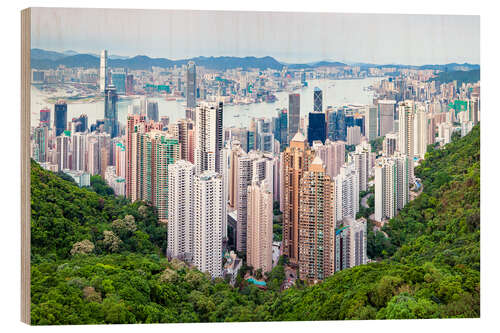 Holzbild Hong Kong Stadtansicht