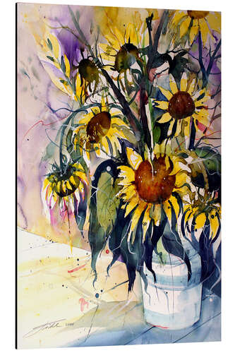 Aluminium print Sunflowers in vase