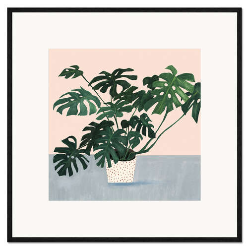 Kehystetty taidepainatus Monstera in spotted pot
