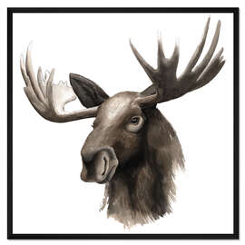 Gerahmter Kunstdruck Elch Porträt