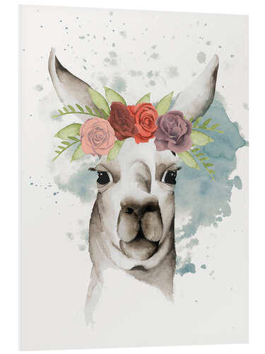 Foam board print Lama with flower crown II