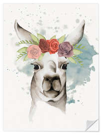 Wall sticker Lama with flower crown II