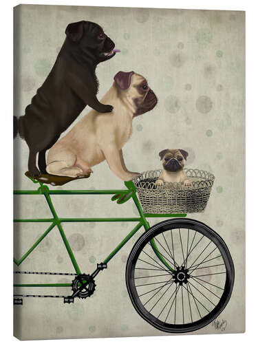 Canvastavla Pugs on Bicycle