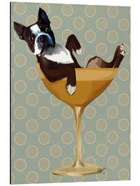 Aluminiumtavla Boston Terrier in Cocktail Glass