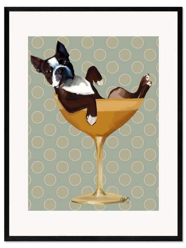 Stampa artistica con cornice Boston Terrier in bicchiere da cocktail