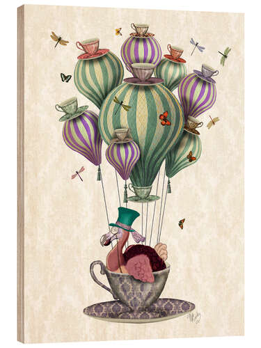 Wood print Dodo in a hot air balloon