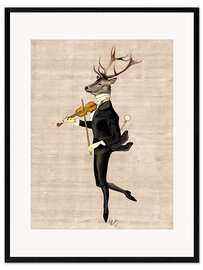 Kunsttryk i ramme Dancing deer with violin