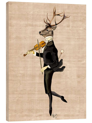 Wood print Dancing Deer with Violin