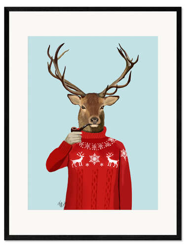 Framed art print Deer in sweater