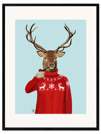 Framed art print Deer in sweater