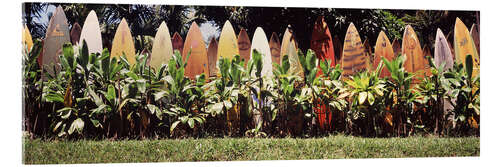 Acrylic print A fence made of surfboards